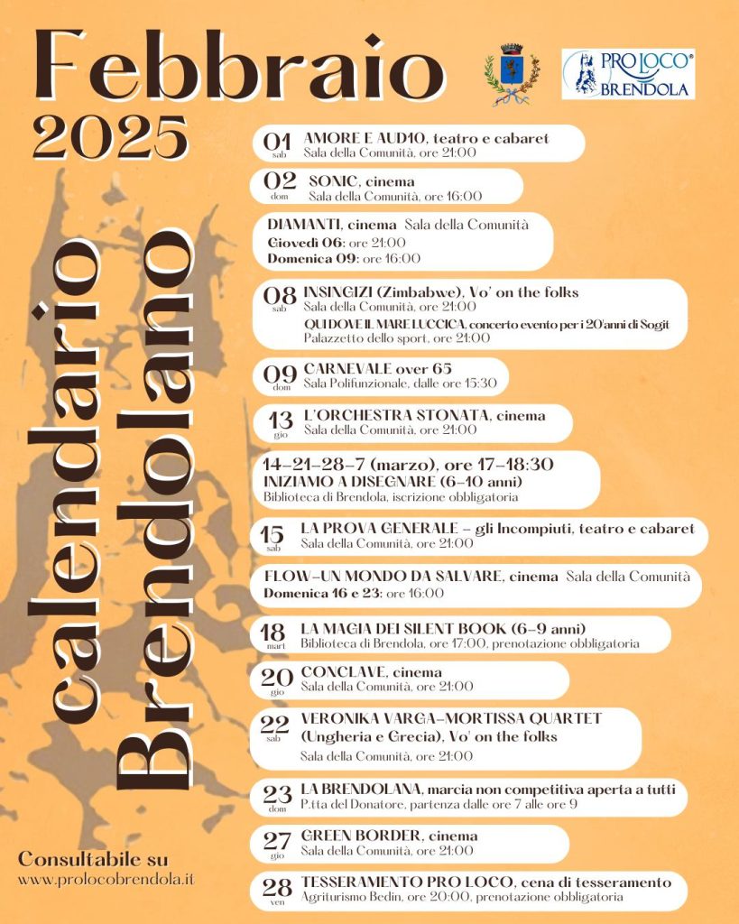 Calendario eventi Febbraio 2025 a Brendola